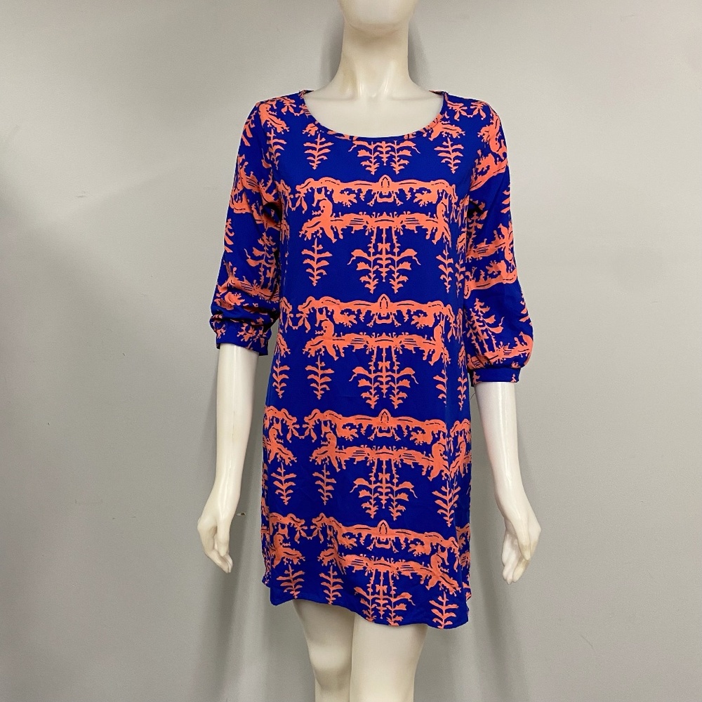 Francesca's Blue & Coral Pink Dress Medium